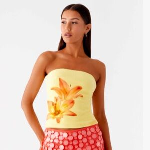 Peppermayo Yellow Floral Tube Top